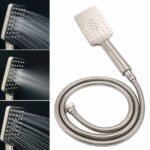 Brushed Nickel Square Twin Shower Set 8" Rain Head 3 Modes Handheld Silding Rail Arm - Image 7