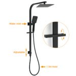 Matt Black Square 2in1 Shower Set 8" Rain Head 3 Modes Handheld Silde Rail Arm - Image 2