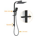 WELS Matt Black 2in1 Shower Set 10" Square Rain Head Handheld Silde Rail Arm Mixer Valve - Image 2