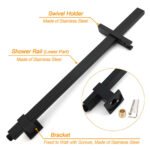 WELS Matt Black 2in1 Shower Set 10" Square Rain Head Handheld Silde Rail Arm Mixer Valve - Image 5