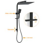 WELS Matt Black Dual Shower Set Large 16" Rainfall Head 3 Modes Handheld Silding Rail Combo Mixer - Image 2