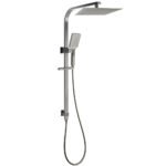 Gun Metal Double Square Shower Head Set 10" Rain Handheld Sliding Rail Diverter