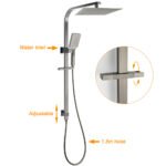 Gun Metal Double Square Shower Head Set 10" Rain Handheld Sliding Rail Diverter - Image 2