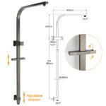 Gun Metal Double Square Shower Head Set 10" Rain Handheld Sliding Rail Diverter - Image 3