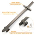 Gun Metal Double Square Shower Head Set 10" Rain Handheld Sliding Rail Diverter - Image 5