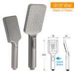 Gun Metal Double Square Shower Head Set 10" Rain Handheld Sliding Rail Diverter - Image 8