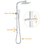 WELS Twin Square Shower Set 8" Rain Shower Head 3 Function Handheld Rail Arm Combo - Image 2