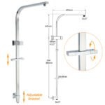 Chrome Dual Square Shower Set 12" Rain Shower Head 3 Function Handheld Rail Arm - Image 3