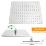 Chrome Dual Square Shower Set 12" Rain Shower Head 3 Function Handheld Rail Arm - Image 6