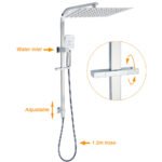 WELS Dual Square Shower Set Large 16" Rain Shower Head 3 Function Handheld Rail Arm - Image 2