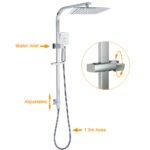 WELS 2 in 1 Square Shower Head Set 10" Rain Handheld Sliding Rail Arm Wall Mixer - Image 2