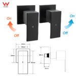 Matt Black Brass 1/4 Turn Round Hot Cold Tap Wall Set For Shower Vanity Spout - Image 2