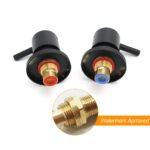 Watermark Black 1/4 Turn Twin Shower Taps Hot Cold Round Set Bath Vanity Mixer - Image 3