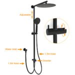 WELS Matt Black Dual 12" Round Shower Head Set Handheld Rail Wall Arm Elbow Inlet Twin Taps - Image 2