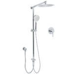 Chrome 10" Round Rain Handheld Daul Shower Head Arm Sliding Rail Wall Mounted Mixer