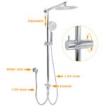 Chrome 10" Round Rain Handheld Daul Shower Head Arm Sliding Rail Wall Mounted Mixer - Image 2