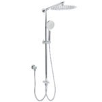WELS Chrome Round Large 12" Rain Shower Head 3 Modes Handheld Wall Arm Rail 2in1 Set