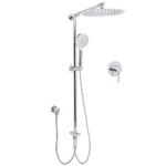 WELS Round 12" Rain Dual Shower Head 3 Modes Handheld Wall Rail Chrome Mixer Valve Set