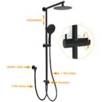 WELS Matt Black Twin Shower 8" Round Head Set Sliding Rail 3 Mode Handheld Rose - Image 2