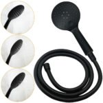 WELS Matt Black Twin Shower 8" Round Head Set Sliding Rail 3 Mode Handheld Rose + Mixer - Image 7