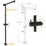 WELS Matte Black 12" Twin Round Shower Head Set Handheld Diverter Rail Wall Arm Mixer - Image 3