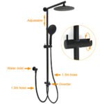 Matt Black 9" Round Rain Shower Head Handheld Adjustable Rail Arm Elbow Twin Set + Single Mixer - Image 2