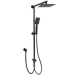 Matt Black 2in1 Set 8" Square Thin Shower Head Handheld Adjustable Silding Rail Arm
