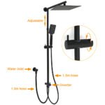 Matt Black 2in1 Set Square 10" Shower Rain Head Handheld Adjustable Silding Rail + Mixer - Image 2
