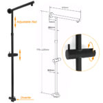 Matt Black 2in1 Set Square 10" Shower Rain Head Handheld Adjustable Silding Rail + Mixer - Image 3