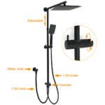 WELS Matt Black 2in1 Square 10" Rain Shower Head 3 Mode Handheld Adjustable Rail Twin Taps Set - Image 2