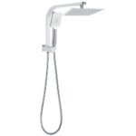 Chrome Square Twin Rain Shower 8" Head 3 Mode Handheld Diverter Wall Arm Set