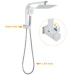 WELS Chrome Square Dual Rain Shower 8" Head 3 Mode Handheld Diverter Wall Arm Twin Taps Set - Image 2