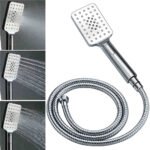 WELS Chrome Square Dual Rain Shower 8" Head 3 Mode Handheld Diverter Wall Arm Twin Taps Set - Image 7