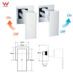 WELS Chrome Square Dual Rain Shower 8" Head 3 Mode Handheld Diverter Wall Arm Twin Taps Set - Image 8