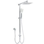 Chrome Square 8" Rain Shower Head 3 Mode Handheld Sliding Rail Arm 2 IN 1 Set Diverter