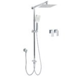 Square 8" Rain Shower Head 3 Mode Handheld Sliding Rail Arm 2 IN 1 Set Twin Taps