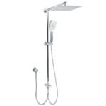 Chrome Square 10" Twin Shower Head Handheld Sliding Rail Set Wall Inlet Diverter