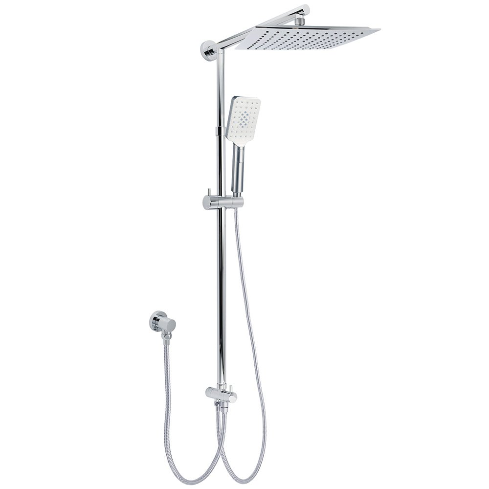 V1233-HS002M4CSC842SS1001-202602062315-00 WELS Chrome Square 10" Rain Shower Head 3 Function Handheld Sliding Rail Wall Arm Set - Image 1