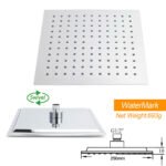 WELS Chrome Square 10" Rain Shower Head 3 Mode Handheld Sliding Rail Wall Arm With Mixer - Image 7