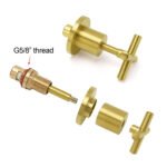 Brushed Gold Shower 1/4 Turn Twin Taps Basin Bath Spout Hot Cold Water Mixer Set - Image 4