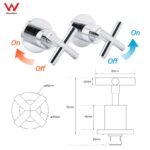 Mirror Chrome 1/4 Turn Twin Taps Hot Cold Water Control Mixer For Bath Spout Set - Image 2