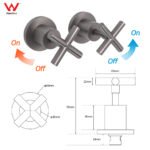 Gun Metal Shower 1/4 Turn Twin Taps Pair Bath Spout Hot Cold Water Mixer Valve - Image 2