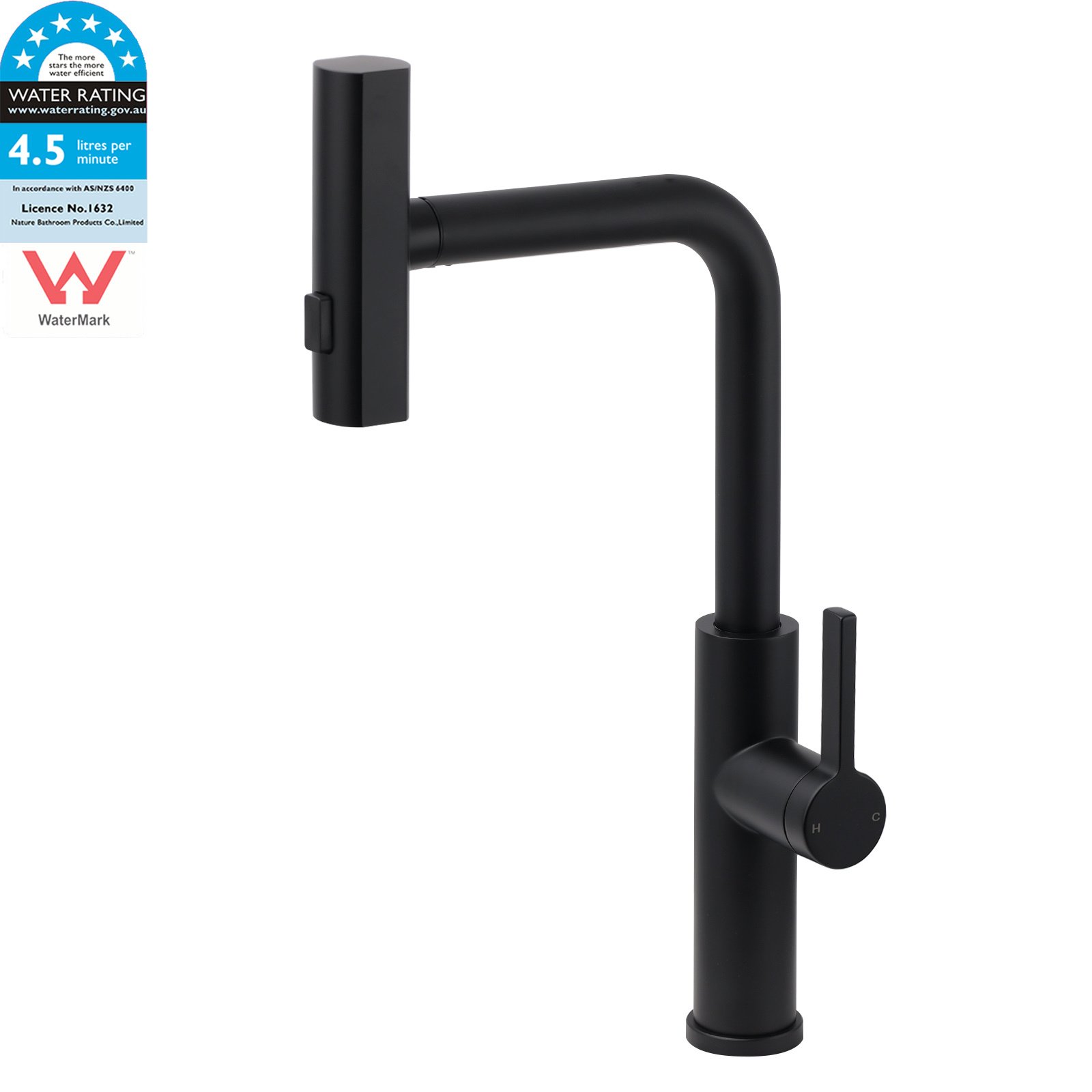 V1233-KJU515B-202603101445-00 WELS Matte Black 3-Mode Spray Pull Out Kitchen Mixer Sink Laundry Faucet Tapware - Image 1