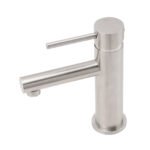 Brushed Nickel Basic Round Bathroom Basin Mixer Laundry Vanity Sink Faucet Tap - Image 2