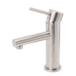 Brushed Nickel Basic Round Bathroom Basin Mixer Laundry Vanity Sink Faucet Tap - Image 3