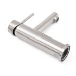Brushed Nickel Basic Round Bathroom Basin Mixer Laundry Vanity Sink Faucet Tap - Image 7