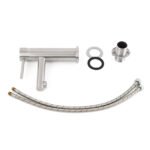 Brushed Nickel Basic Round Bathroom Basin Mixer Laundry Vanity Sink Faucet Tap - Image 8