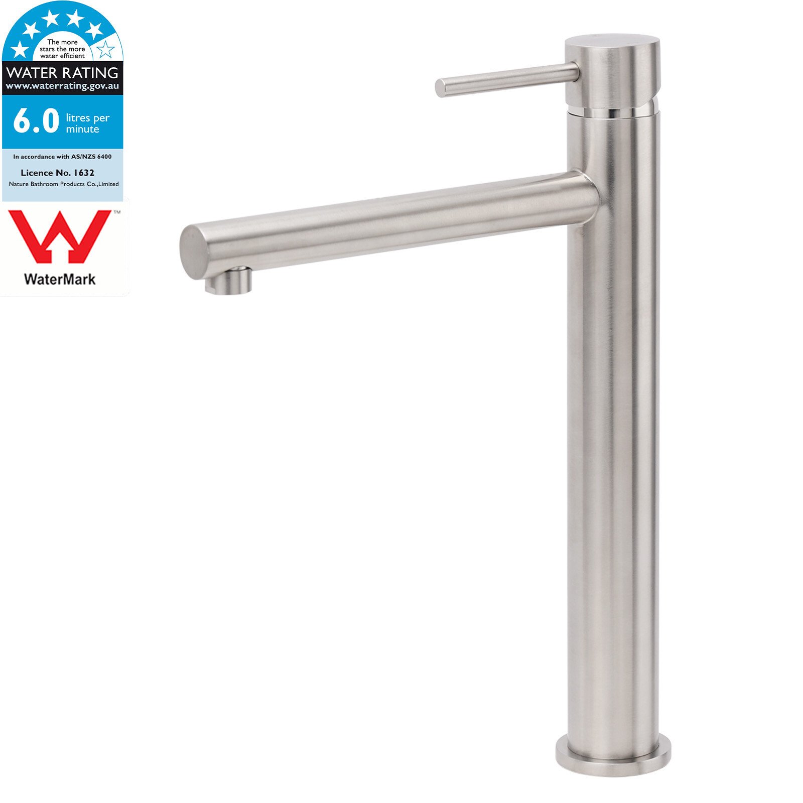 V1233-KPL102N-202603101500-00 Brushed Nickel Classic Round Bathroom Basin Straight Spout Mixer Sink Faucet Tap - Image 1