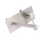 Brushed Nickel Round Wall Mounted Basin Vanity Mixer Bathtub Straight Spout Tap - Image 3
