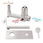 Brushed Nickel Round Wall Mounted Basin Vanity Mixer Bathtub Straight Spout Tap - Image 7